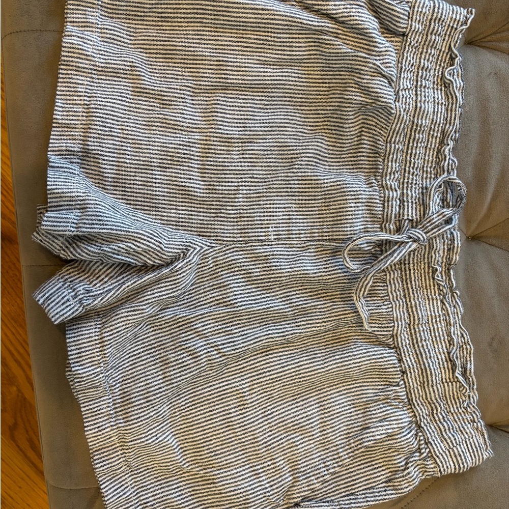 LOFT Women's Striped Blue and White Drawstring Shorts
